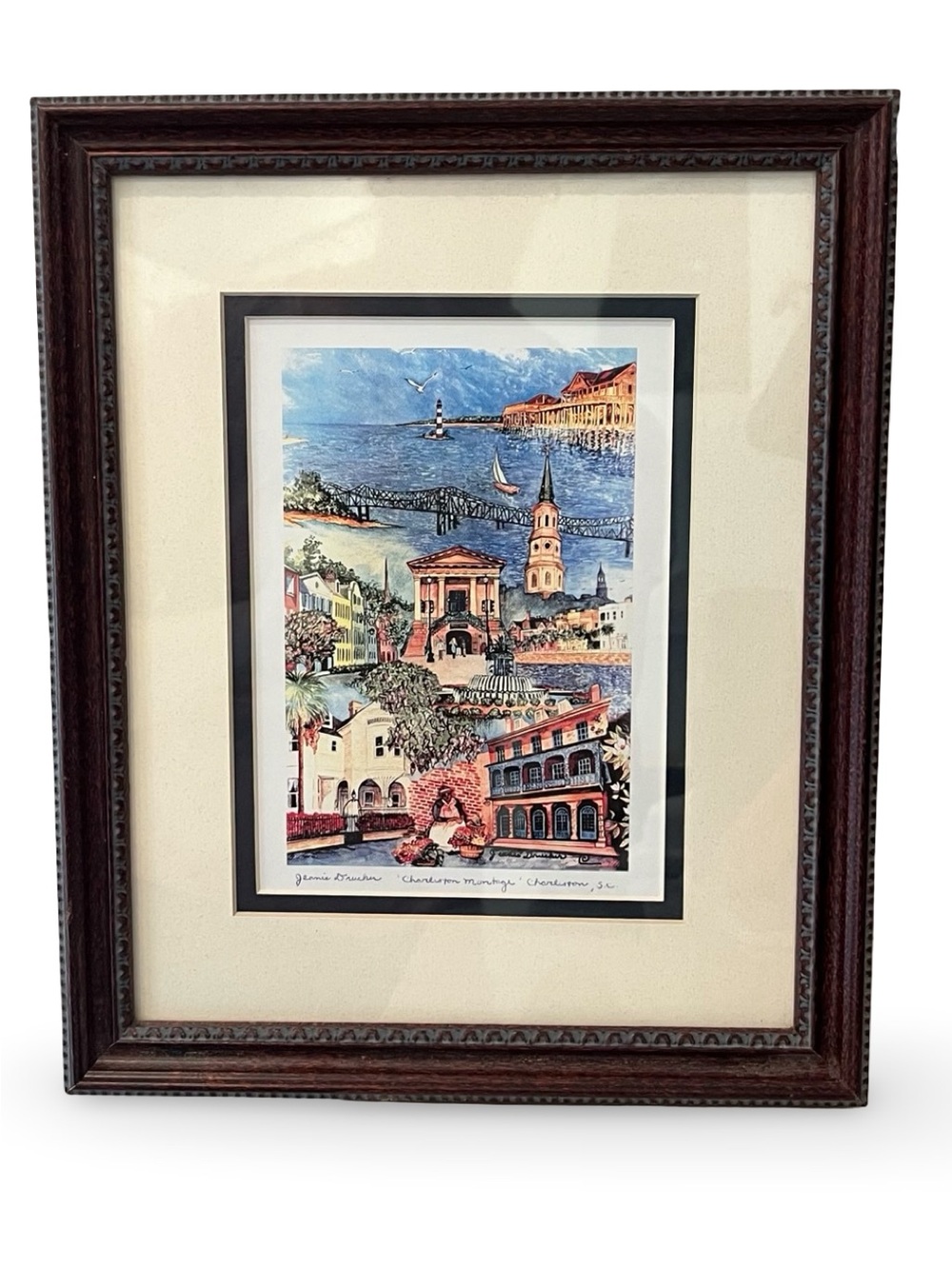 Framed Signed “Charleston Montage” Print 9” x 11”